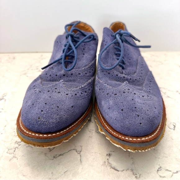 Walk-Over Geo E. Keith Company Mens 8M Blue Suede Shoes Wingtips Vibram Soles main image 5
